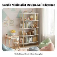 A-Frame bookshelf sturdy Wood Legs Storage Shelf Easy Assembly for Homeowners