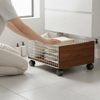 Under Cabinet Rolling Cart Sturdy Construction Wire Basket Laundry Trolley Breathable Mesh Design Rolling Storage Basket for Washroom