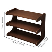 3-Tier Rack with Curved Supports Sturdy Tabletop Storage Rack Wooden Shelf for Professionals, Students, Dorm, Countertop