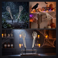2 Pieces Halloween Skeleton Hand Stakes Articulated Skeleton Arm Stakes Spooky Decorations Plastic for Yard, Lawn, Garden, Haunted House