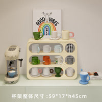 3-Tier Shelf with Circular Compartments Large Capacity Cup Rack for Living Room