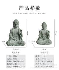 青砂石佛像摆件创意禅意工艺品鱼缸水族造景中式茶宠家居装饰
