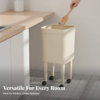 High Leg Trash Can No-Bend Design Trash Can with Wheels Large Capacity Elevated Waste Receptacle with Wheels for Seniors, Living Room, Bedroom, Garage