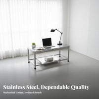 warehouse aesthetic Low Table Sturdy Construction 2-Tier Rectangular Table Minimalist Design adaptable for homeowners, Students