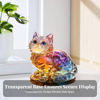 2D Acrylic Cat Desktop Ornament Cute Design Colorful 2D Cat Display Art home Decoration for Desktop, Living Room, Bookshelf