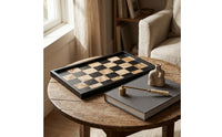 Checkerboard Tray Matte Black Rectangular Tray Shallow for Shelves