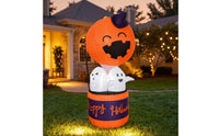 Inflatable Hot-Air Balloon Freestanding Pumpkin Inflatable with Ghosts Citrouille Gonflable Seasonal Gonflable d’Halloween
