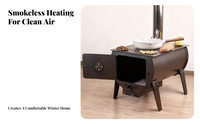 Smokeless stove heats fast, portable
