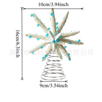 Double-Layer Starfish Tree Topper with Blue Beads for Christmas Beach Style Decor