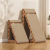 Long-Lasting Corrugated Paper Vertical Cat Scratching Post Protects Furniture Triangular Cat Scratcher Lounge Ergonomic 120° Angle Pet Supply for Indoor