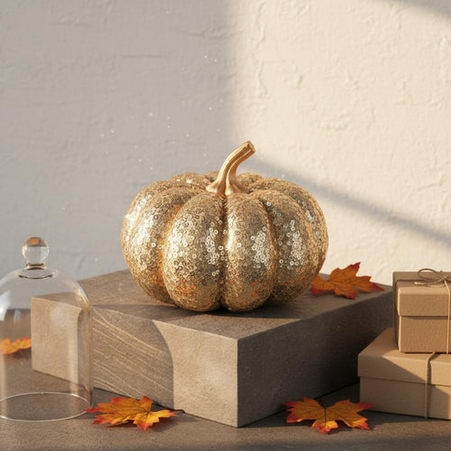 Sequin Pumpkin Decoration Festive Accent Fall Centerpiece for Halloween