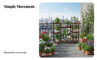 Tiered Flower Cart Slat Shelves Multi-Tier Rolling Stand Indoor & Outdoor Use