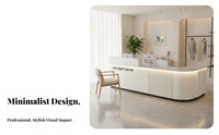 Multifunctional Modern Reception Desk Sturdy Structure Retail Checkout Counter Scratch Resistant Commercial Checkout Counter Easy to Clean for Retailers, Receptionists, Business Owners, Hotel Lobby, Medical Medical Facility