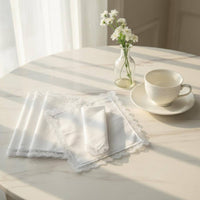 6 Pieces White Cotton Handkerchief Handmade DIY Cotton Hanky Washable for Travel