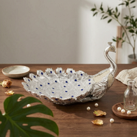 Peacock Fruit Bowl Modern Simple Table Centerpiece Feather Pattern Decorative Dish for Study