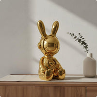 Astronaut Rabbit Figurine Reflective Surface Astronaut Rabbit Statue Cute