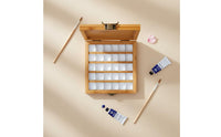 Wooden Watercolor Painter's Color Tray With Latch Bamboo Paint Storage Box Portable Color Mixing Tray for Artists, Travel