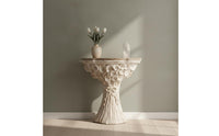 Console Table with Carved Base Vintage-Inspired Furniture Distressed Shabby-Chic for Entryway, Hallway