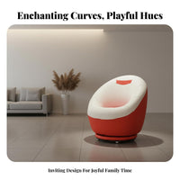 Rotating Flower-Shaped Seat 360-Degree Rotation Round Molded Armchair Lightweight Corduroy Upholstery for Children, Playroom