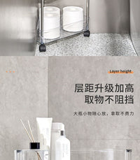 卫生间置物架浴室厕所转角三脚架小推车落地收纳架洗浴用品放置架 大号四层-透明