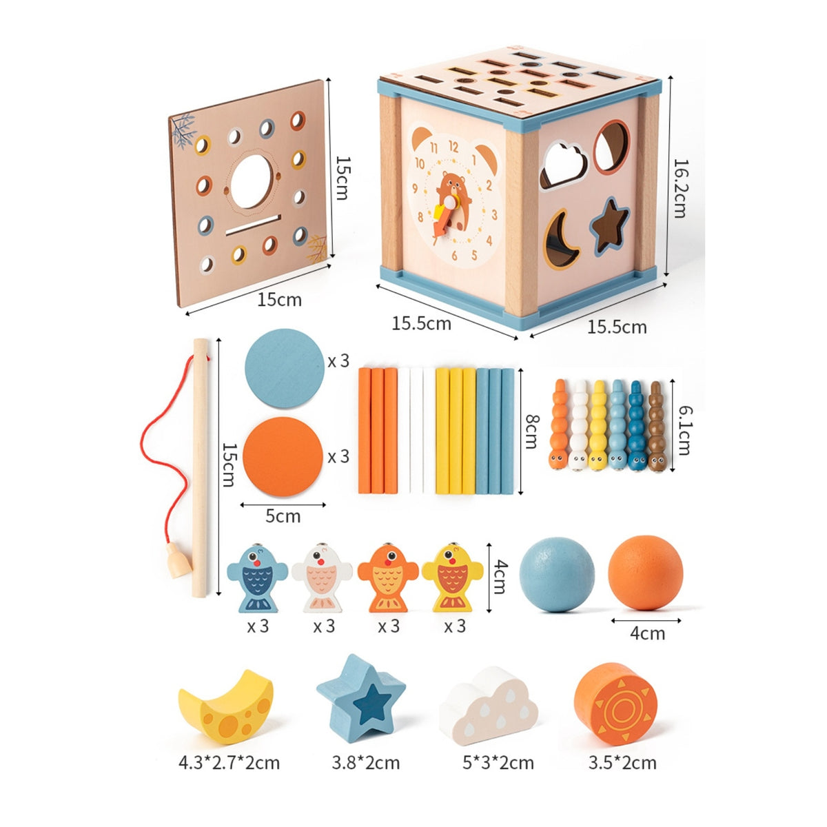 Wooden Activity Cube with Shape Sorter Early Learning Educational Activity Center   Educational   for Nursery