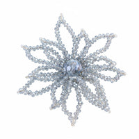 Intricate Design Crystal Flower Embellishment Korean Design Beaded Snowflake Applique Handmade Sew-on Crystal Flower Elegant for Jewelry Makers, Clothing Decoration, Hair Accessories