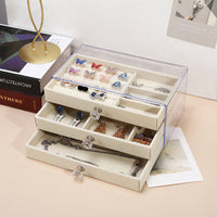 Three-Layer Flannel Jewelry Storage Box with Drawer