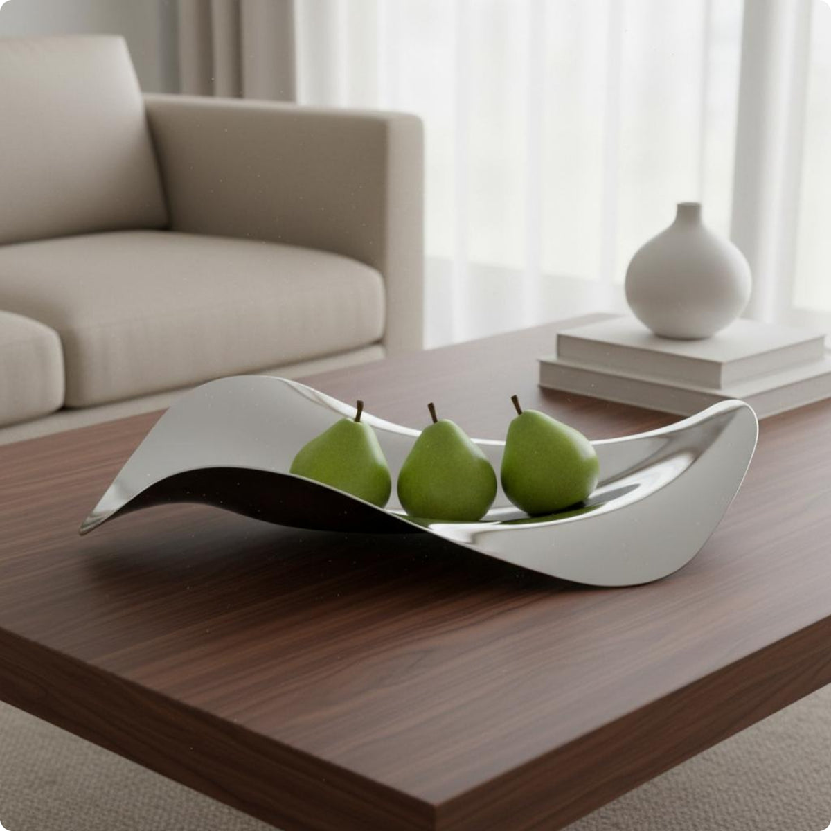Fruit Tray Mirrored Finish Stainless Steel Tray Wave-Shaped