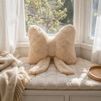 Long Bow Pillow Soft Shaggy Fluffy Pillow Decorative for Sofa, Bedroom