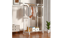 Adjustable Clothes Drying Rack with Wheels Space-Saving Clothes Rack with Double Rods Heavy-Duty Portable for Laundry Room, Bedroom