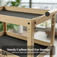 3-Tier Rolling Plant Cart Multifunctional Display Shelf Hollow-Carved Design