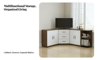 Corner TV Stand Space-Saving Corner-Shapedd TV Stand Modern Minimalist Look Electronics Center for Families, Residents, Living Room, Bedroom