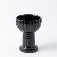 Ceramic Roman Pillar Candle Holder, Glossy Green