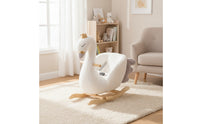 Soft Fabric Swan Rocker with Wheels Soft Swan Rocker Comfortable Rocking Horse with Wooden Base Secure for Playroom