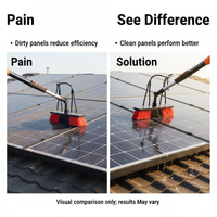 Solar Panel Glass Curtain Wall Cleaning Brush with Telescopic Pole and Water Flow, 55cm Brush Head