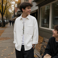 Men's Waffle Knit Long Sleeve Casual Shirt Jacket