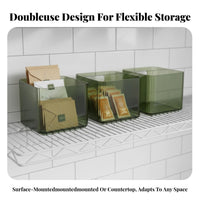 Clear Partitioned Container adaptable Desktop Organizer Space-Saving