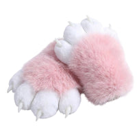 Plush Feline Paw Gloves, Cosplay Costume, Cute Creature Paw, Open Finger