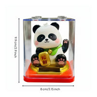 Solar Powered Panda Figurine No Required Waving Arm Panda Ornament Non-Slip Base for Windowsill