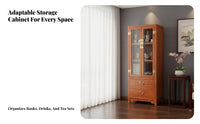 New Chinese Aesthetic & Appearance Glass Door Display Hutch Multi-Functional bookshelf Storage Furniture for Book Lovers, Collectors, Homeowners, Foyer, Living Room, Office