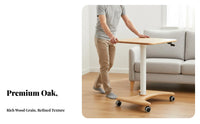 Height Adjustable Rolling Desk Space Saving Pneumatic Lift Side Table Sturdy Construction Rolling Bedside Table for Adults, Remote Workers, Study Room