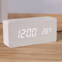 Voice Control LED Timepiece Minimalist Design Tabletop Gadget USB Charging Ports