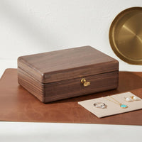 Walnut Jewelry Case Compact Wood Band Holder Box Anti-Scratch for Wedding