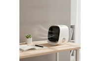 Tabletop Air Desktop Fan Black Grille Mini Oval Viewing Window for Office