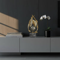 Gold Foliage Crystal Ball Ornament Minimalist Crystal Ball Table Ornament Handmade Metal Leaf for TV Cabinet