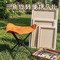 便携折叠三脚凳户外露营凳钓鱼凳旋转折叠马扎凳三角凳户外露营凳
