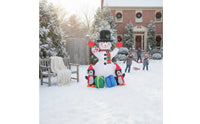 Outdoor Inflatable Snowman with Penguins Festive Christmas Inflatable Snowman Oversized Holiday Display Long-Lasting for Garden