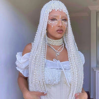 Long Tassel Pearl Hair Chain for Women, Stage Performance Hair Accessory