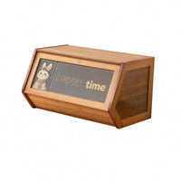 Slanted-Front Cabinet Wood-Grain Bamboo Storage Cabinet Decorative Bamboo Pantry Cupboard for Bedroom