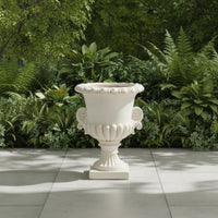 Flower Pot Scroll Handles Resin Urn Planter Pedestal Urn Planter Distressed Finish for Outdoor Display